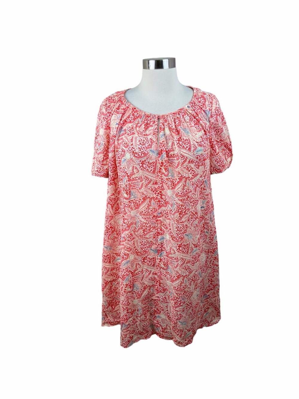 Tory Burch Melon Emmarentia Floral Shift Dress Red Pink Size 2 Summer Resort